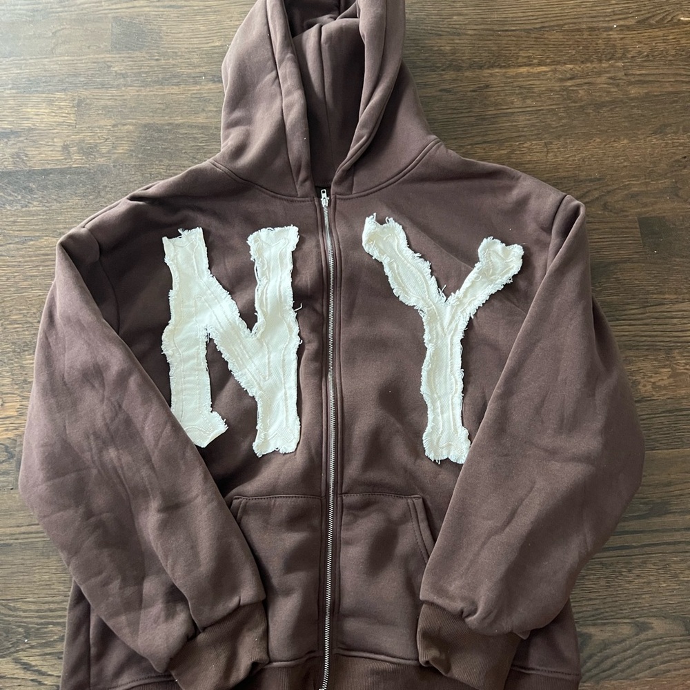 Brown Hoodie with NY Patch
